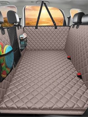 SUV Car Back Seat Extender Dog Seat Cover quilted  protect Beige